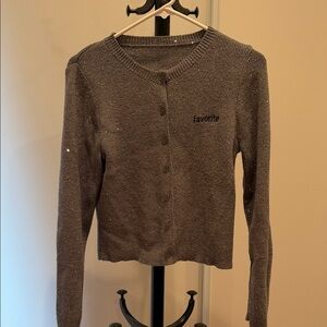 Sparkling Gray Cardigan with Button Closure